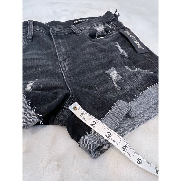New BLANKNYC Size 26 The Fulton Rollup Shorts Washed Black Cutoff Denim - Picture 7 of 14